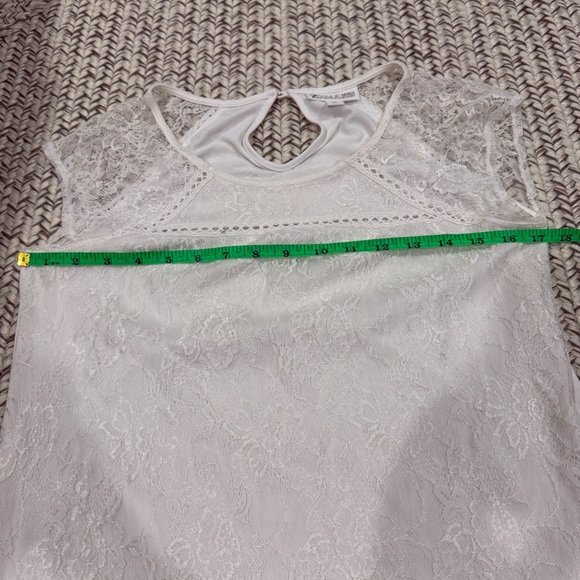 New York and Company White Lace Cap Sleeve Blouse - Picture 10 of 11